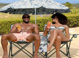 Portable Outdoor 2-Seat Folding Chair with Removable Sun Umbrella Coconut Tree 59226804