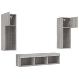5 Piece TV Wall Units with LED Grey Sonoma Engineered Wood 3216602