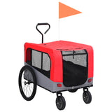 2-in-1 Pet Bike Trailer & Jogging Stroller Red and Grey 92440