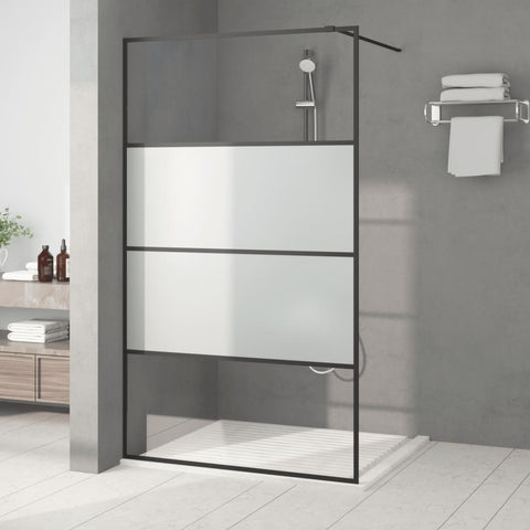 Walk-in Shower Wall Black 115x195 cm Half Frosted ESG Glass 152128