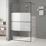 Walk-in Shower Wall Black 115x195 cm Half Frosted ESG Glass 152128