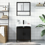ZNTS 2 Piece Bathroom Furniture Set Black Engineered Wood 3214660