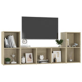 3 Piece TV Cabinet Set Sonoma Oak Engineered Wood 3080018