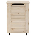 ZNTS Laundry Basket with Wheels RANA 45x45x64 cm Solid Wood Pine 4002325