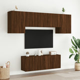 6 Piece TV Wall Units Brown Oak Engineered Wood 3216445