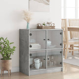 Side Cabinet with Glass Doors Concrete Grey 68x37x75.5 cm 836381