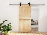 Sliding Door Natural and Black 70 x 210 cm Solid Pine Wood 3445152