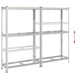 2-Layer Tyre Shelves 2 pcs Silver 110x40x180 cm Steel&Engineered Wood 4016969