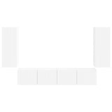 TV Wall Cabinet Set Wall-mounted 4 pcs White Engineered Wood 3408916