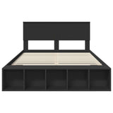 Bed Frame with Shelf Manual Black 150 x 200 cm Engineered Wood 3408355