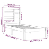 Bed Frame without Mattress White Solid Wood 100x200 cm 3105786
