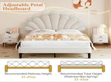 4ft6 Double Upholstered Velvet Bed, with Adjustable Chic Petal Headboard, Velvet Platform Bed N652P169590