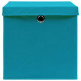 Storage Boxes with Lids 10 pcs Baby Blue 32x32x32 cm Fabric 288376