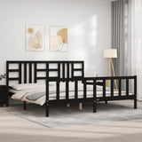 Bed Frame without Mattress Black 200x200 cm Solid Wood Pine 3191995