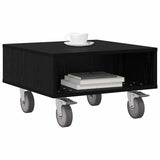 Side Table with Wheels Black Oak 50.5 x 50 x 30 cm 891025