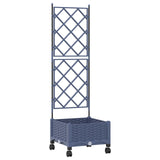 Garden Planter with Trellis&Wheels Grey 40 x 40 x 131.5 cm PP 3422936