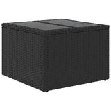 Garden Table Black PE Rattan, Powder-Coated Steel, Tempered Glass 365969