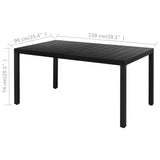 Dining Set Black PVC Rattan, Powder-Coated Steel, Aluminium, WPC 3060120