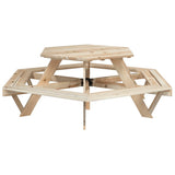 Picnic Table for 6 Kids with Umbrella Hexagon Solid Wood Fir 3281626