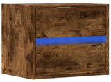Wall-mounted Bedside Cabinet with LED Lights Smoked Oak 3307969