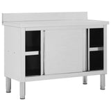Work Table with Sliding Doors 120x50x cm Stainless Steel 51051