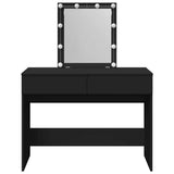 Dressing Table with LED Black 100x40x130 cm 848193