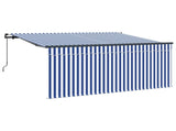 Retractable Awning Retractable Blue and White 300 x 200 cm 3329490