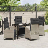 Garden Dining Set with Cushion 5 pcs Light Grey Poly Rattan 3380570