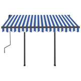 Manual Retractable Awning with LED 3x2.5 m Blue and White 3070101