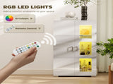 High Gloss Sideboard, Display Cabinet with 16-Colour RGB LED Lights and Remote Control, Modern T3398P377972