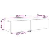 Wall Shelf with Drawers White 60x26.5x15 cm Engineered Wood 859968