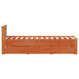 Bed Frame without Mattress with Headboard Wax Brown 100x200 cm Solid Wood Pine 3308773