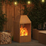 Fire Pit Brown 50 x 50 x 100 cm Weathering Steel 858989