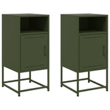 ZNTS Bedside Cabinets 2 pcs Olive Green 36x39x78 cm Steel 846575