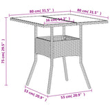 Garden Table with Glass Top White 80x80x75 cm Poly Rattan 368132
