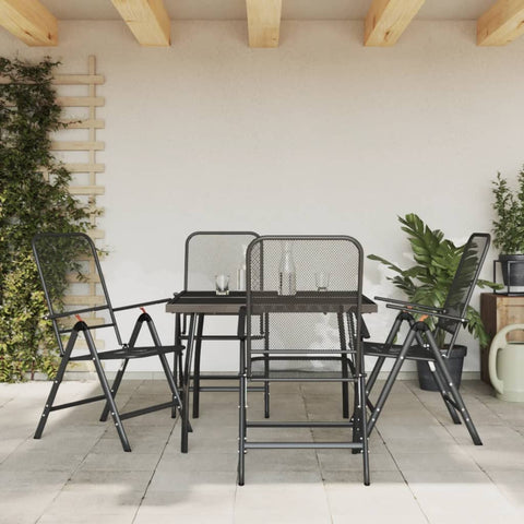 ZNTS 5 Piece Garden Dining Set Anthracite Metal Mesh 3211819