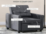 Linen-Look Single Chair Bed - Grey T3398P329985