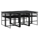 7 Piece Garden Dining Set with Cushions Black Poly Rattan 3295024