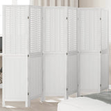 Room Divider 6 Panels White Solid Wood Paulownia 358729