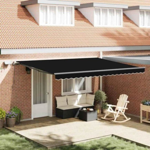 Retractable Awning Manual Black 450 x 350 cm Fabric 3331126