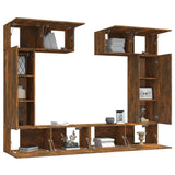 6 Piece TV Cabinet Set Smoked Oak Engineered Wood 3114467