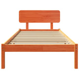 Bed Frame with Headboard Wax Brown 90 x 200 cm Solid Pine Wood 872124