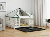 4 Panel Dog Playpen with Roof 122 x 106.5 x 82 cm Plastic White 42027216