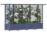 Raised Bed with Trellis and Roof Grey 202 x 40 x 136 cm PP 42032574