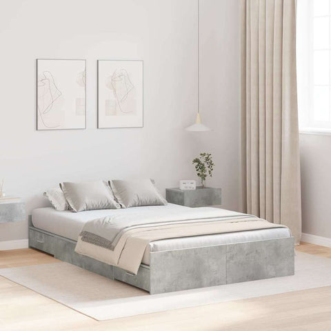 Storage Bed Frame Concrete grey 120 x 200 cm Engineered wood 3335304