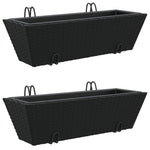 ZNTS Planters with hooks 2 pcs Black Poly Rattan 366401