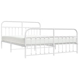 Bed Frame White Steel Double Bed Frame Rectangular 352648