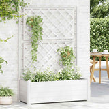 Garden Planter with Trellis 100x43x142 cm PP White 313983