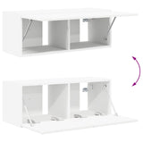 TV Cabinet Set Wall-mounted 2 pcs White Engineered Wood 3408961