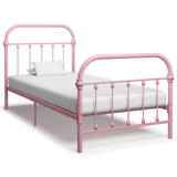 Bed Frame Pink Metal 90x200 cm Durable Bed Frame Rectangular 284510